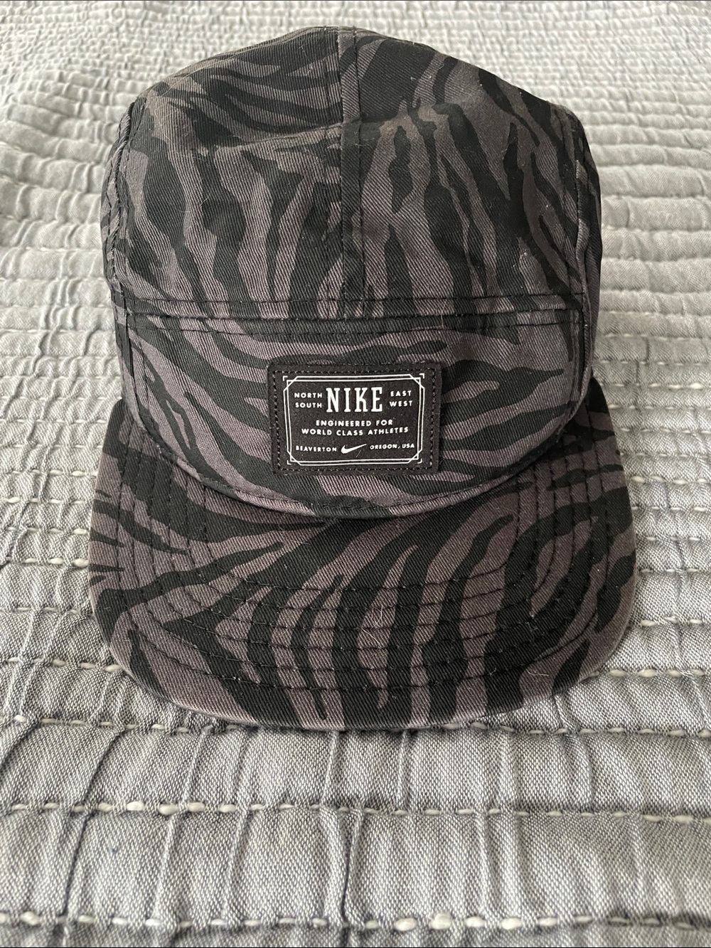 Nike Black and Charcoal Zebra Print 5-Panel / camp Hat